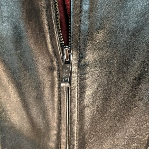 Pelle Studio Genuine Leather Black Jacket Coat Full zip collared Women's Small S - Picture 5 of 16